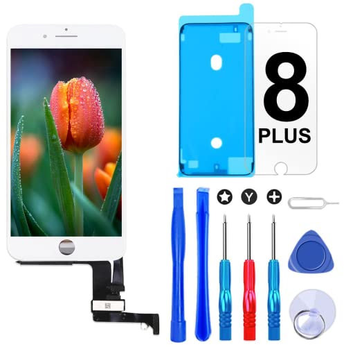 Brinonac Für iPhone 8 Plus Display LCD Touchscreen Digitizer Ersatz Bildschirm Front Komplettes Glas mit Werkzeug und Display Schutzfolie (5,5, Weiß)