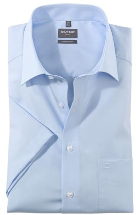 OLYMP Herrem Oberhemd Langarm Level Five - Jersey Hemd, Atmungsaktives Gewebe, NY Kent Kragen - Hemden Herren Modern Fit - Hellblau - 44