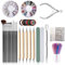 Nagel Zubehör für Gelnägel, Anself Dotting Tools 37pcs, Umfassen 5 Stück Punktierung Stift 10 Malerei Polnisch Pinsel Set 10 Streifenband 2 Boxen Bunte Nagel Strass 5 Blatt Nagelsticker 3 Nail Tools