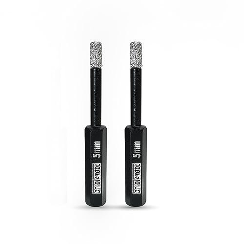 DT-DIATOOL Forets Diamant Sec à Queue Hexagonale 2 Pièces 5mm Brasé Sous Vide Scie Cloche pour Tuile Céramique Marbre Granit