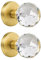 CLCTK 2 Pack Crystal Glass Dummy Door Knobs, Inactive Round Half-Dummy Door Knob Set, Single Side, Satin Brass