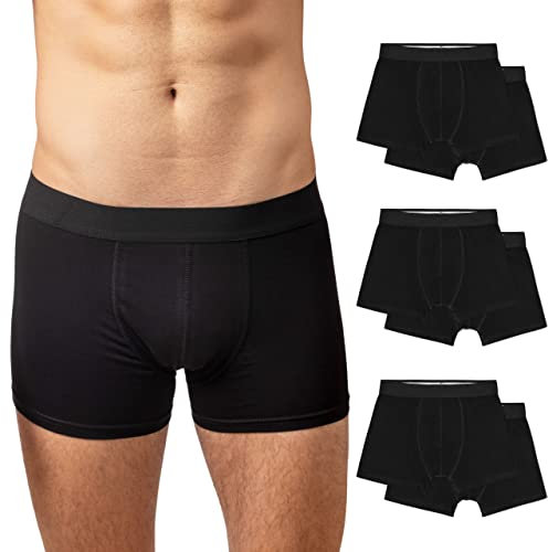 Snocks Boxershorts Herren Ohne Logo aus Bio-Baumwolle (6er Pack) - Atmungsaktiv und Ideal für Sport und Alltag - Kein juckendes Etikett - Unterhosen Herren - Gr.4XL, Farbe Schwarz