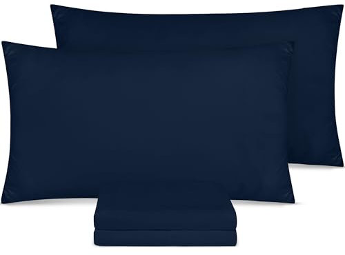 Utopia Bedding - Kissenbezug 50x75 4er Set - Kopfkissenbezug 50 x 75 aus 100% gebürsteter Mikrofaser mit Umschlagverschluss - Falten-, verblassen- und schmutzabweisende Kissenbezüge 50x75 - Marineblau