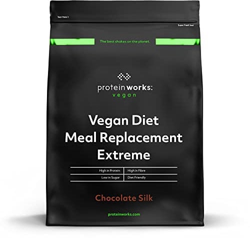 Protein Works - Vegan Diet Meal Replacement Extreme | Plant Based Meal Replacement Shake | Added Vitamins | Aids Weight Loss | 8 Servings | Chocolate Silk | 500g