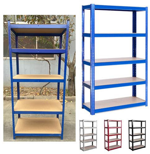 BRIEFNESS Boltless Shelving Storage Racking Kit 180cm Tall 90cm Wide 40cm Deep - 5 Tier Straight Shelving Racks Heavy Duty Garage Shed Celler Shop Storage - Black