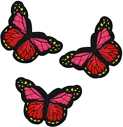 3 Schmetterling Aufbügler bestickt, Aufnäher, Zier-Applikation, Patch Farb-/Größenwahl