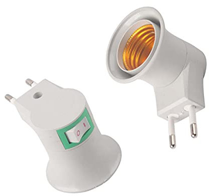 2 portalampada E27 con adattatore per presa di corrente, con rotazione di 360°, 230 V