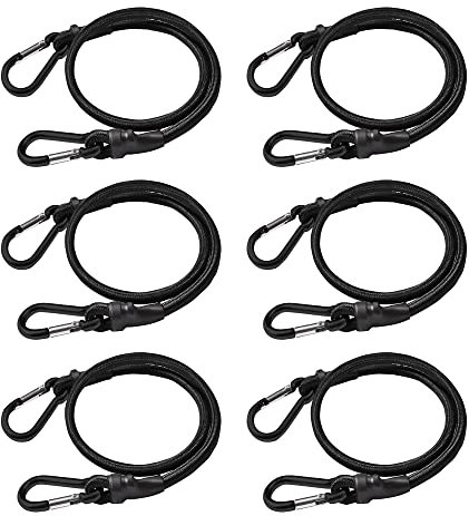 MOLADRI Lot de 6 tendeurs élastiques de 61 cm avec mousqueton, sangles élastiques courtes et résistantes, avec boucle en métal de longueur pour extérieur, camping, bagages, porte-vélos
