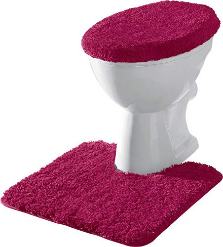 Erwin Müller Stand-WC-Set 2-TLG. Rhodos Uni, WC-Umrandung, WC-Deckelbezug rutschhemmend Fuchsia Größe - ultraweich, extrem saugfähig, flusenarm
