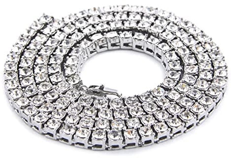 Epinki Herren Kette 50 cm, Venezianierkette Versilbert Silber Legierung Ketten Schmuck Breit 5.5MM Freundschaftskette Jungen mit Zirkonia Weiß für Männer