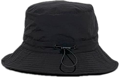 LANLYLGQ Fischerhut Wasserdicht Sonnenhut Schnell Trocken Bucket Hut Regenhut Unisex Herren Damen Eimmerhut (Schwarz)