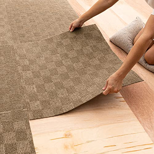 Mohawk Home Piastrelle per tappeti, 61 x 61 cm, per interni ed esterni, altezza 0,6 cm, in poliestere marrone, (15 piastrelle) (60 m²/scatola)