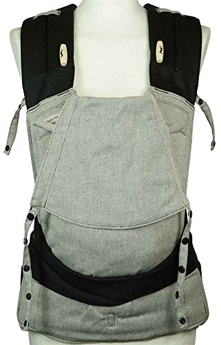 Fräulein Hübsch MeiTai Babysize Halfbuckle in Silver ST für Neugeborene ab Geburt bis Kleinkindalter (50/56– 80/86 cm) - Anhock-Spreiz-Haltung wie im Tragetuch - Bauchtrage - Hüfttrage – Rückentrage