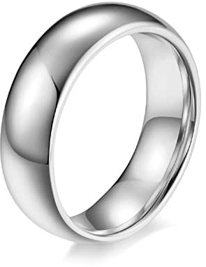 Bishilin Ring Damen Herren Wolframcarbid, Freundschaftsringe 8MM Hochglanzpoliert Bandring Partnerringe Frauen Unisex Ringe Silber Personalisiert Große 52 (16.6)