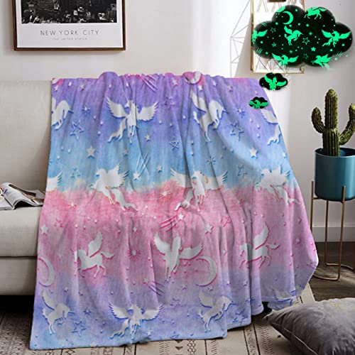MIQEBX Kuscheldecke Kinder,Einhorn Decke Kuscheldecke, Weich Fleecedecke Wohndecke, Einhorn Geschenk für Kinder Jungen Mädchen (Einhorn-C, 150x200cm)