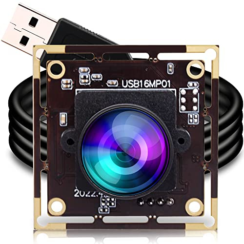 ELP Videocamera USB grandangolare da 16 MP per computer con obiettivo fisheye a 180 gradi, scheda mini UVC USB2.0 4K Video Lightburn, con cavo da 1 m per laptop, PC, Raspberry Pi, Jetson Nano
