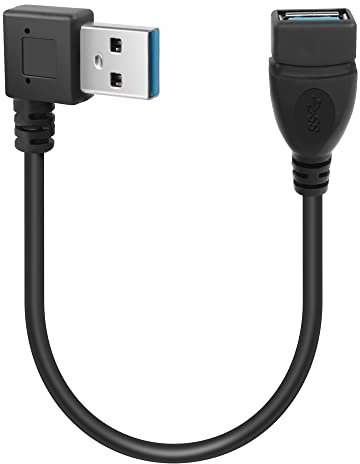 GELRHONR Câble USB court 0,2 m 90 degrés USB 3.0 type A mâle vers femelle Câble d'extension de transfert de données Câble d'extension pour disque dur USB