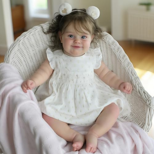Pinky Reborn 24inch 60cm Reborn Baby Dolls Lifelike Baby Doll With Hand Rooted Brown Hair Girl Toddler Doll