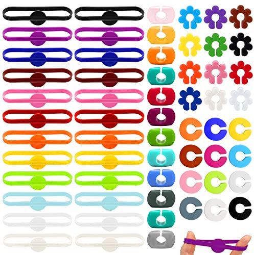 Vegena 60 Stück Glasmarkierer Silikon Glasmarker Glasrand Wiederverwendbarer Getränkemarker Glas Markierung für Trinkgläser, Weinglas, Weinglasrand, Champagnerglas, Cocktailglas