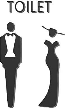 Segno del Bagno, Cartello per Porta del Bagno, Targa WC, Adesivi WC Donna e Uomo Etichette Toilette Uomo Donna Targhette Uomo Donna Simbolo Cartello Spogliatoio(Nero1)