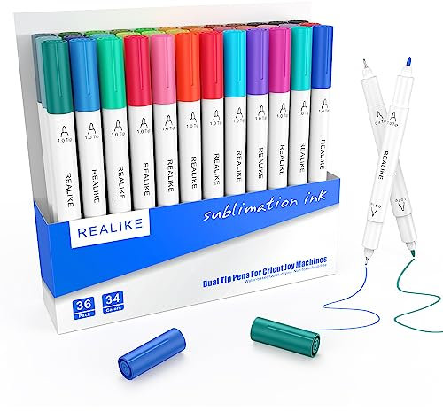 REALIKE Sublimation Infusible Stift Marker Kompatibel mit Cricut Joy Xtra Dual Tips 1.0/0.4 Zeichnung Tinte Wärmeübertragung für Cricut Becher Heat Press