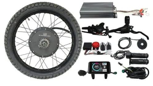 Hallomotor 48V-72V 3000-5000W Ebike 17 18 19 21 Motorcycle 3.5T /5T Rear Wheel Conversion Kits (19 3.5T All Terrain Rear Wheel Kits, With Frontwheel)
