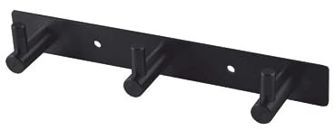 Gedotec Garderobenhaken Schwarz matt [3 HAKEN] Garderobenleiste Flur, Küche & Bad I Wandgarderobe MOON I Hakenleiste schwarz zum Schrauben I Design Garderobenpaneel I Kleiderhaken Wand Montage