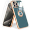 Urarssa for iPhone 15 Pro Max Case with Ring Holder 360 Degree Rotation Finger Magnetic Car Stand Case Shockproof Plating Silicone Phone Cover for iPhone 15 Pro Max, Grey