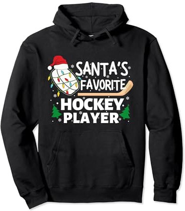 Weihnachtsmann Lieblings-Eishockeyspieler, Hockey Xmas Pyjama Pullover Hoodie