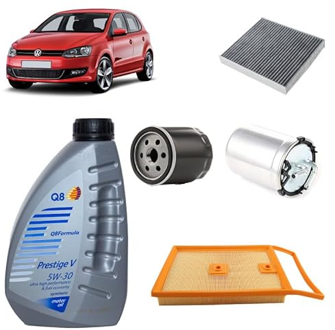 Kit tagliando 4 filtri + 4L olio Q8 5W30 per Volkswagen Polo 6R 6C 1.4 TDI