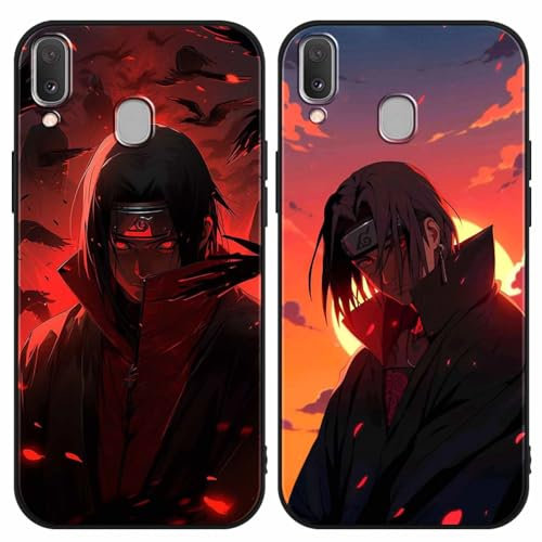 PBNDJVG 2 Stück Handyhülle für Samsung Galaxy A20e Hülle 5.8 Zoll Anime Uchiha Itachi Sasuke Manga Muster Design Junge Case All Inklusiv Linsen Schutzhülle TPU Silikon Weich Ultra Dünn Cover, 07