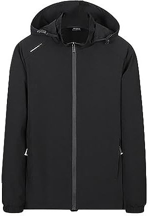 Veste imperméable à capuche légère pour homme - Couleur unie - Coupe-vent - Automne et hiver - Couleur unie - Respirant et léger, Noir , 6X-Large