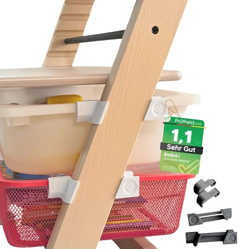 [ TEST SEHR GUT, NOTE 1.1 *] EmSoLi Adapter Schwarz + 2x Haken für Ikea Trofast Box Korb Drahtkorb, kompatibel mit Stokke Tripp Trapp Baby Hochstuhl, Hochstühle Kinderstuhl Zubehör, Kinder Hoch Stuhl