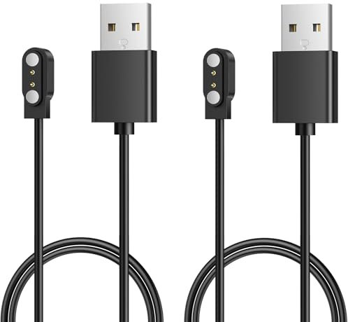 Parsonver SPROD1 Lot de 2 chargeurs magnétiques USB pour montre intelligente avec câble 2,5 mm 2 broches compatible SPROD1, AGPTEK LW31, TUYOMA LW36