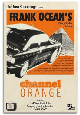 Poster, Motiv: Frank Ocean Channel, Orange, Sänger, Musikposter, Albumcover, Poster, dekorative Gemälde, Leinwand, Wandposter und Kunstdrucke, modernes Zuhause, Schlafzimmer, Dekoration, Poster, 40 x