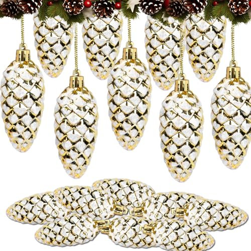 Glitzer Christbaumschmuck Zapfen,8 Stück Gold Tannenzapfen Deko Weihnachtskugeln Anhänger Weihnachten für Weihnachtsbaumschmuck Weihnachtsbaum Deko Adventskranz Deko Lustige Weihnachtsdeko Geschenke