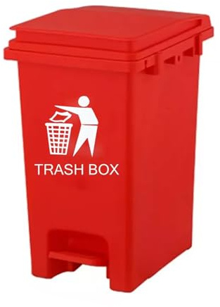 Recycling Dustbin Rubbish Pedal Bin Waste Trash Bin | Recycling Pedal Bin Home Bedroom Bathroom Kitchen | Waste Trash Kitchen Indoor Outdoor Rubbish (Red, 30 L)