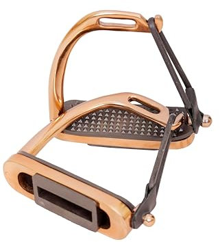 Sicherheitssteigbügel Fillis Pfauenmotiv, Rotgold, für Reiten, S/Stahl, mit Gummi und Laufflächen (11,4 cm)