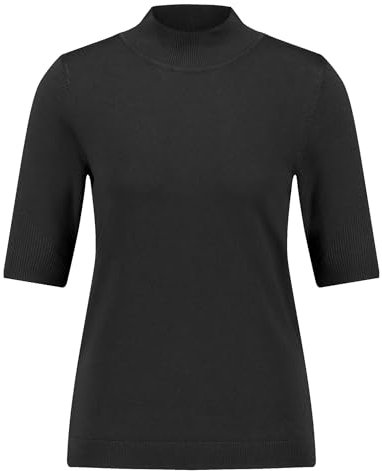 Gerry Weber Damen Kurzarmpullover mit Turtleneck halber Arm unifarben Schwarz 38