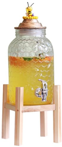 Distributeur de boisson Mason Jar en verre avec robinet sans fuite, capacité de 5 L, idéal pour les fêtes, mariages, traiteurs et événements