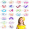 URAQT Tattoo Schablone, 22 Blatt Oval Wiederverwendbare Gesichtsfarbe Schablonen, Tattoo Design Werkzeuge für Gesicht und Körper, für Kinder Erwachsene, Party, Fasching, Weihnachten Halloween