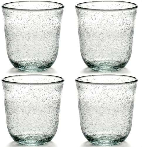 Juego de 4 vasos para beber | Cristalería Pure de Pascale Naessens | Vasos de Agua Transparentes 20 CL con Burbujas | Artículos básicos para el hogar, cristalería | Bebidas, Jugos