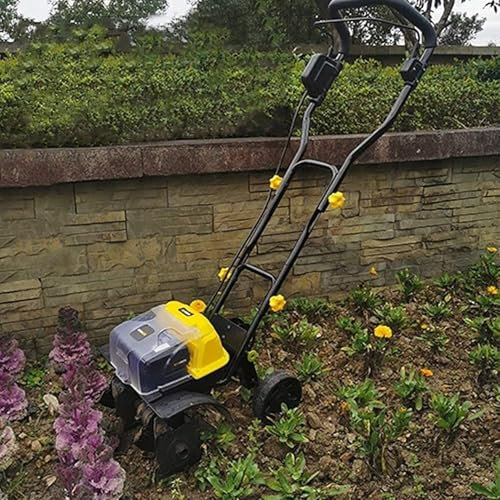 HyyKjEU Motocoltivatori elettrici Motocoltivatore Elettrico Senza Fili, motocoltivatore/fresatrice da Giardino con 4 Lame