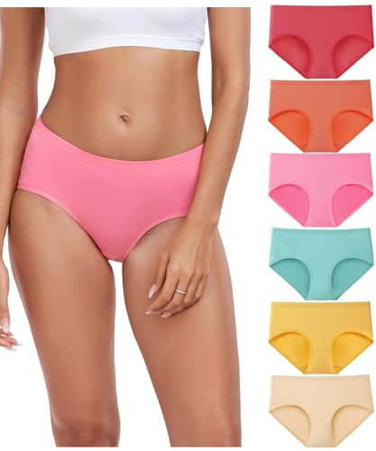 wirarpa Unterhosen Damen Baumwolle Bequeme Unterwäsche Frauen Slips Damen Atmungsaktiv Pantys 6er Pack Mehrfarbig Größe L