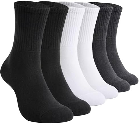 TUUHAW Tennissocken Herren 39-42 Sportsocken Socken Damen 39-42 Schwarz Weiß Grau Wandersocken Laufsocken Herrensocken Baumwollsocken Atmungsaktive Männer Socken 6 Paar