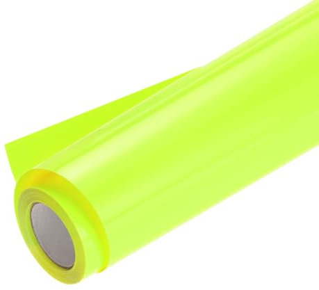 sourcing map Heat Transfer Vinyl Roll, 12 x 8ft Fluorescent Yellow HTV Transfer Vinyl Iron On Vinyl for T-Shirts DIY Heat Vinyl Design Easy to Cut & Weed