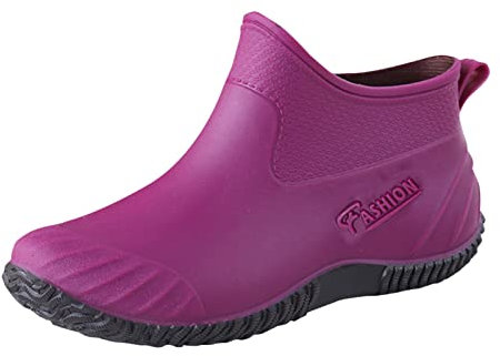 Moda Donna Pioggia Scarpe Outdoor Donna Caviglia Giardino Stivali Scarpe Donna Nuovo Gamba Larga Stivali di Gomma, Viola, 39 EU