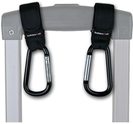 Haken für Koffer - 2-er Set Aluminiumkarabiner mit Klettverschluss - Reisezubehör für Jacken und Taschen, große Öffnung, Umfang 11 cm, Gewicht bis zu 9 kg