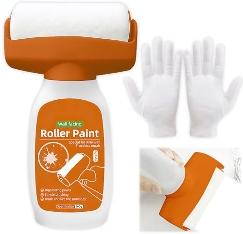 KBIBCK Brosse Roulante de Réparation Murale, 500g Retouche Peinture Blanc Mur, Brosse à Rouleau avec Pâte de Réparation Murale, Peinture au Rouleau de Réparation Murale pour Taches, Graffitis, Rayures