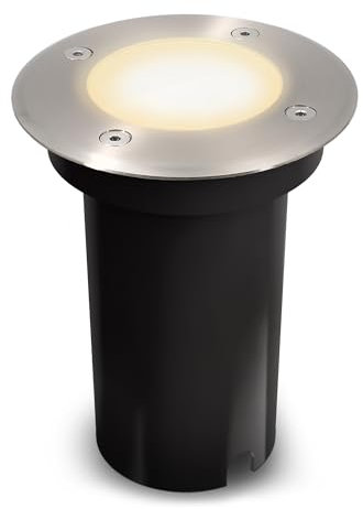 SSC-LUXon KALPA LED Außenstrahler silber rund inkl. GU10 6W warmweiß 230V IP67 Bodeneinbauleuchte regenfest & befahrbar